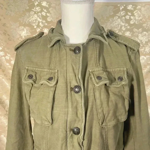 Free People Green Not Your Brothers Military Jacket Cargo Size S - Picture 3 of 8